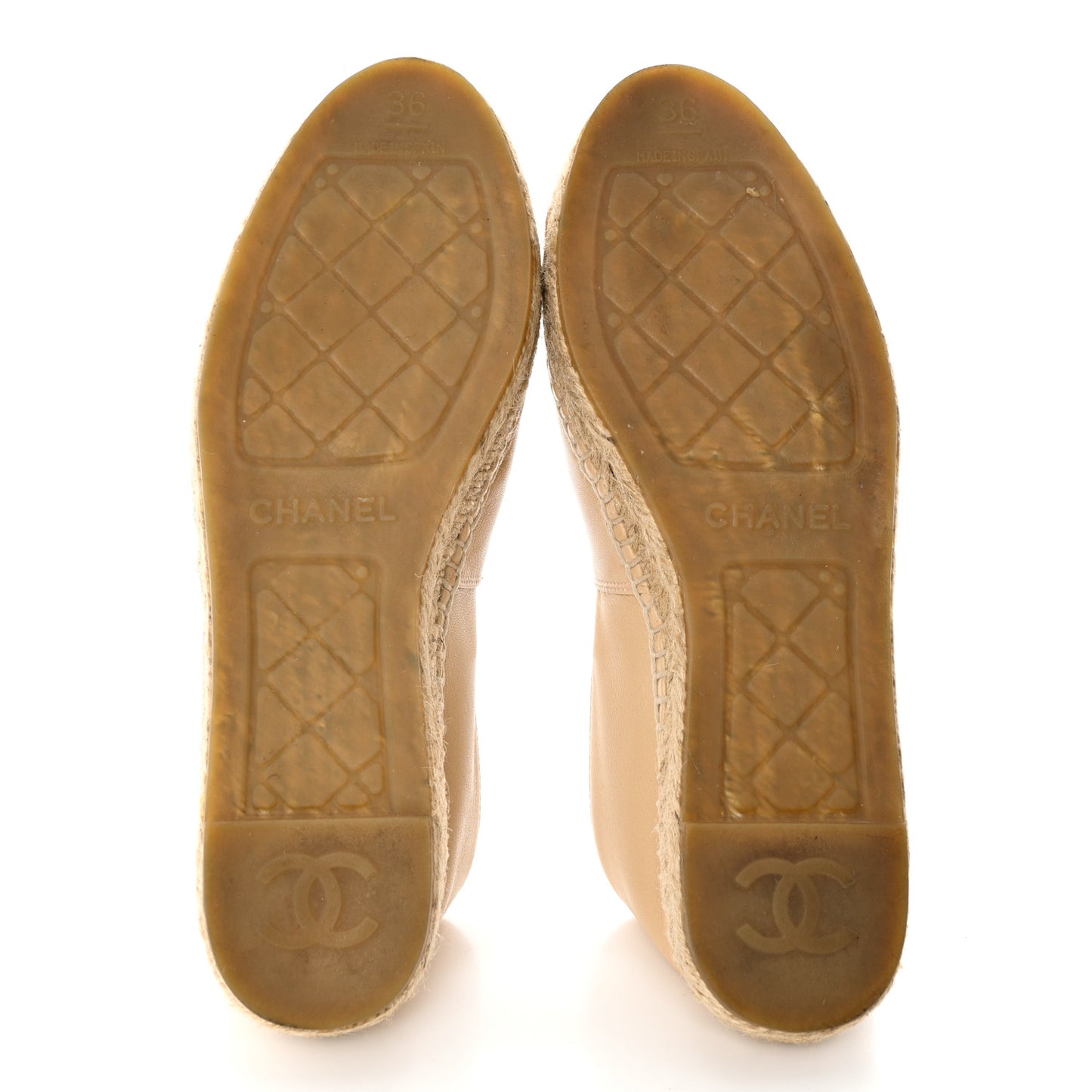 Lambskin CC Espadrilles 36 Beige Black