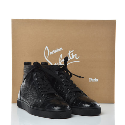 Christian Louboutin Matte Crocodile Mens Louis Flat Sneakers 40 Black 9 of 9