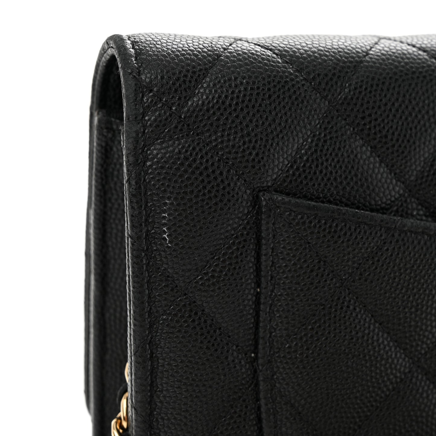 Caviar Quilted Crystal Enamel CC Wallet On Chain WOC Black