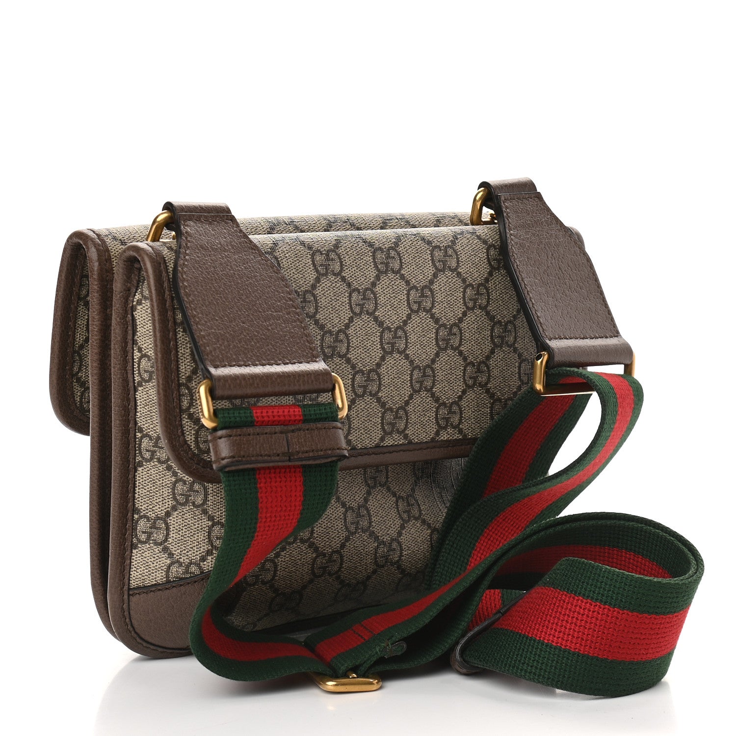 Gucci GG Supreme Monogram Web Small Neo Vintage Double Flap Messenger Bag Beige New Acero 3 of 12