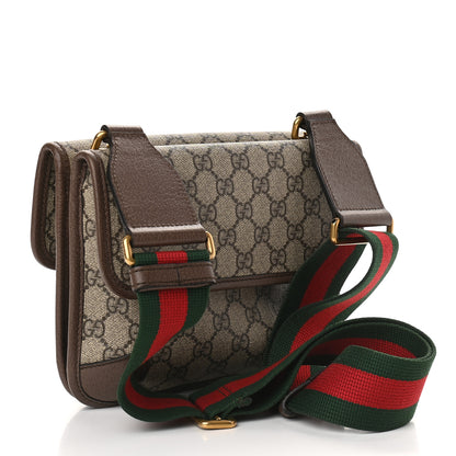 Gucci GG Supreme Monogram Web Small Neo Vintage Double Flap Messenger Bag Beige New Acero 3 of 12