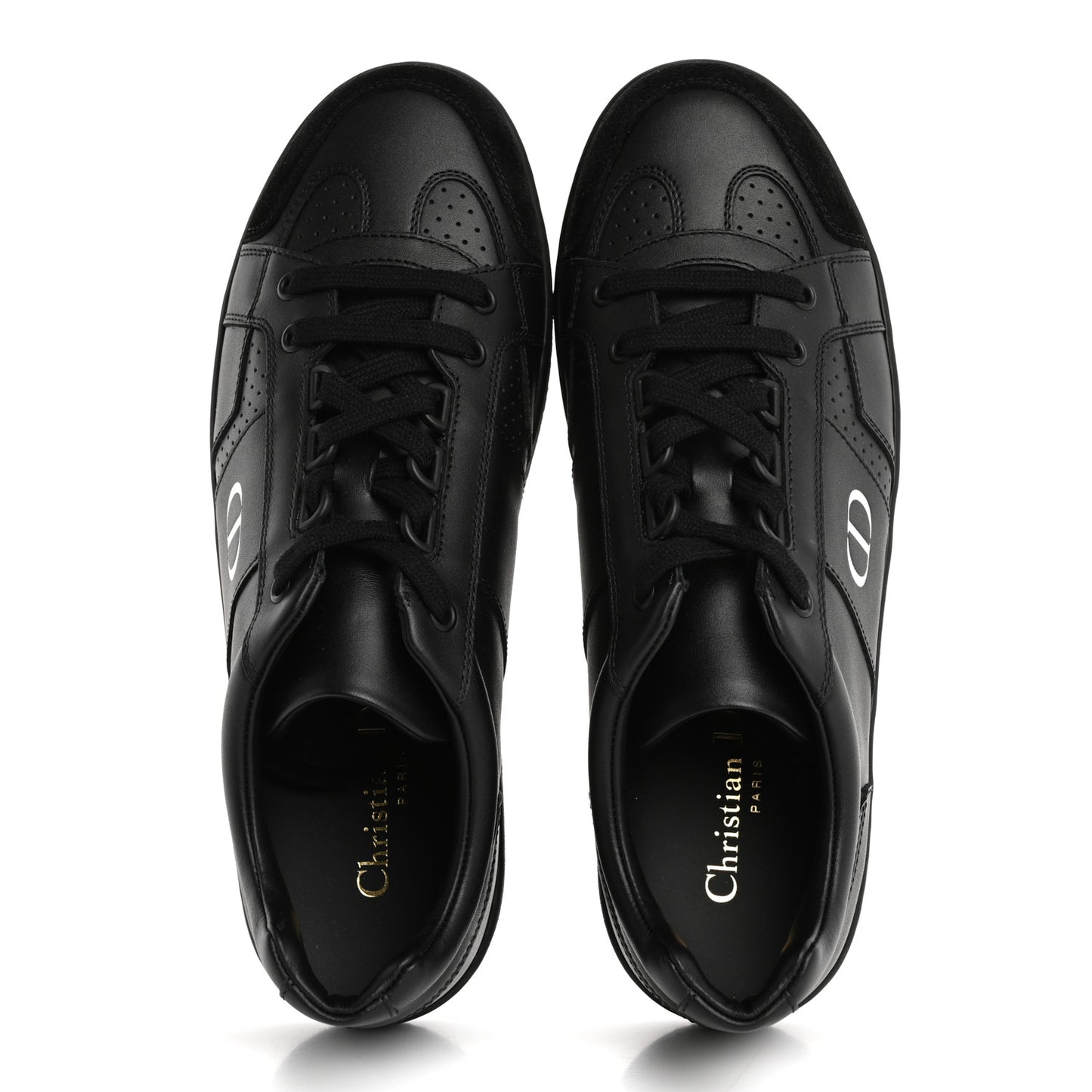 Calfskin Suede Logo Sneakers 38 Black