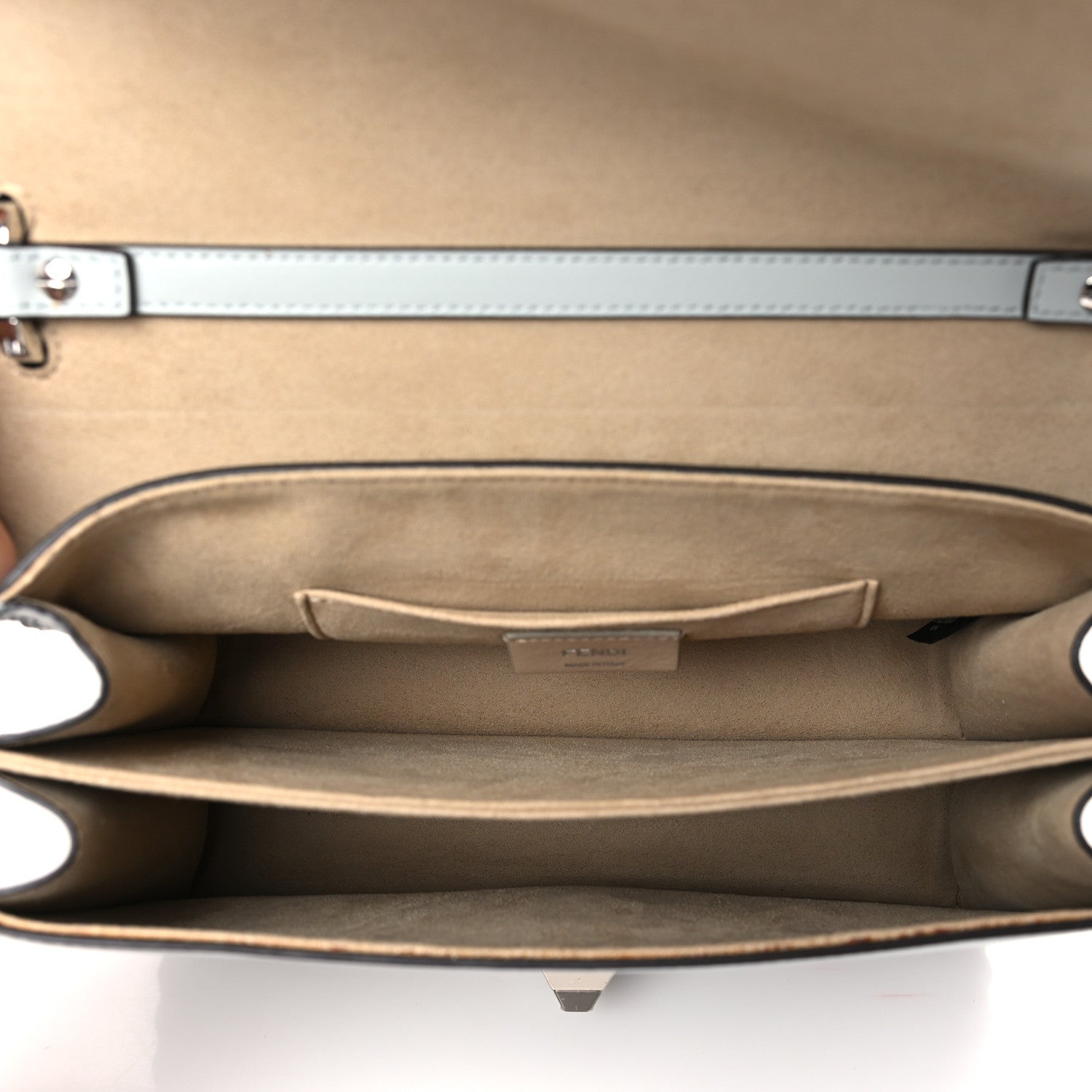 Fendi Vitello Liberty Pearl Scalloped Studded Kan I Shoulder Bag Grigio Perla 5 of 9