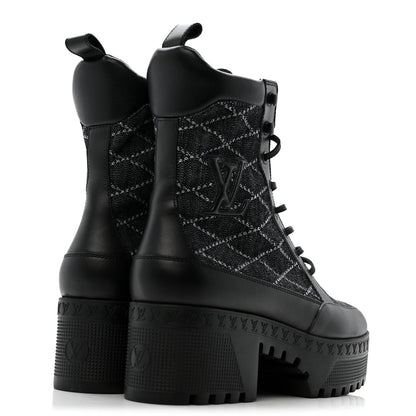 Louis Vuitton Denim Malletage Laureate Platform Desert Boots 39 Dark Blue 5 of 9