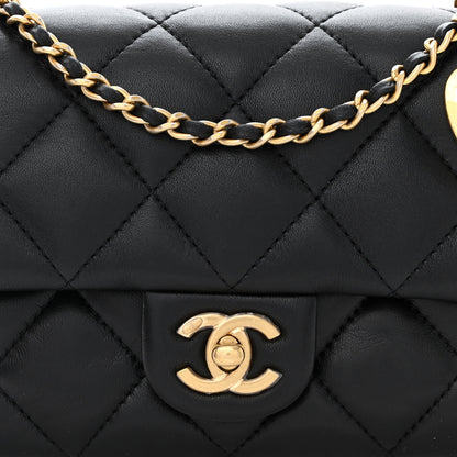 Chanel Lambskin Quilted Mini Heart Charms Flap Black 8 of 10