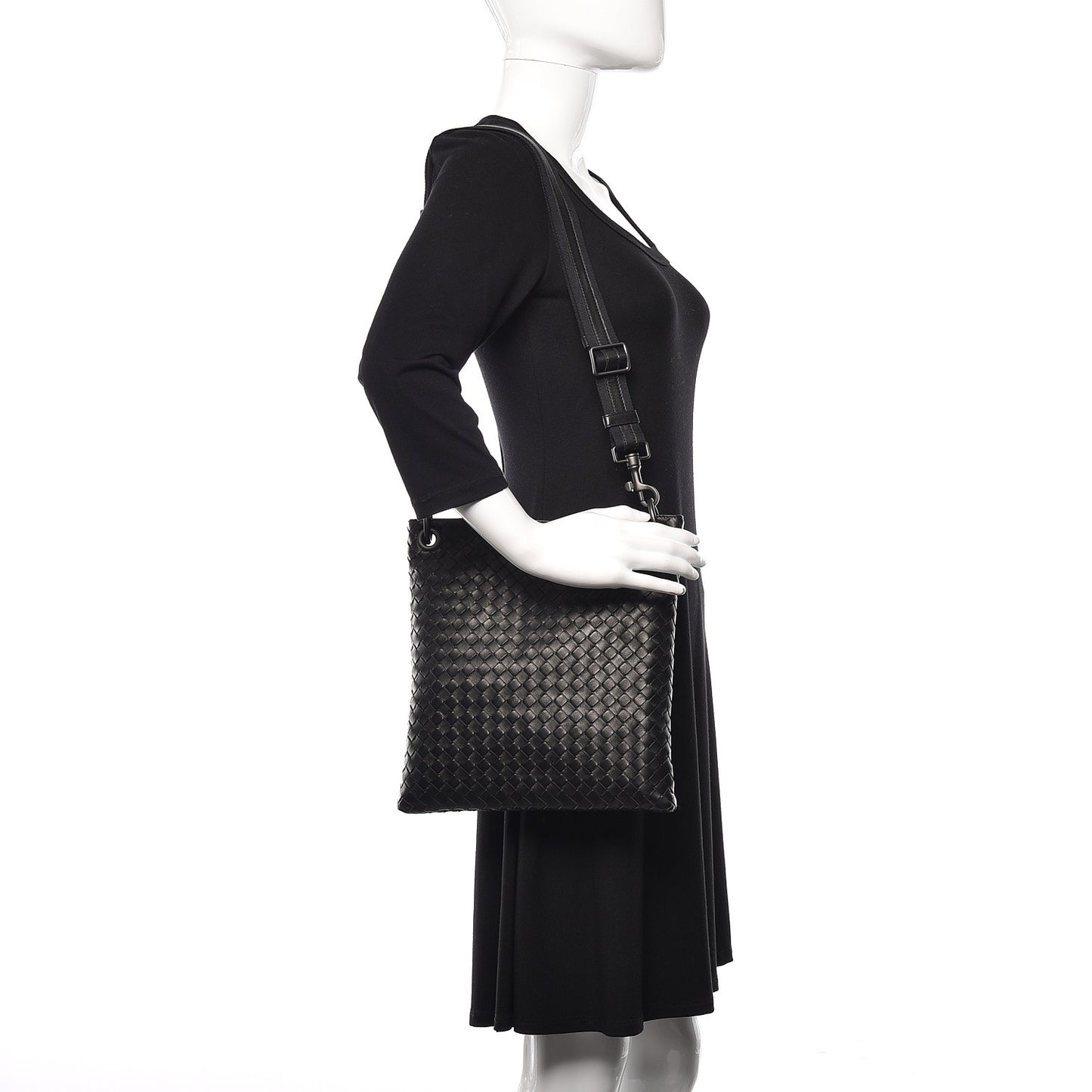 Nappa Intrecciato VN Crossbody Messenger Bag Black