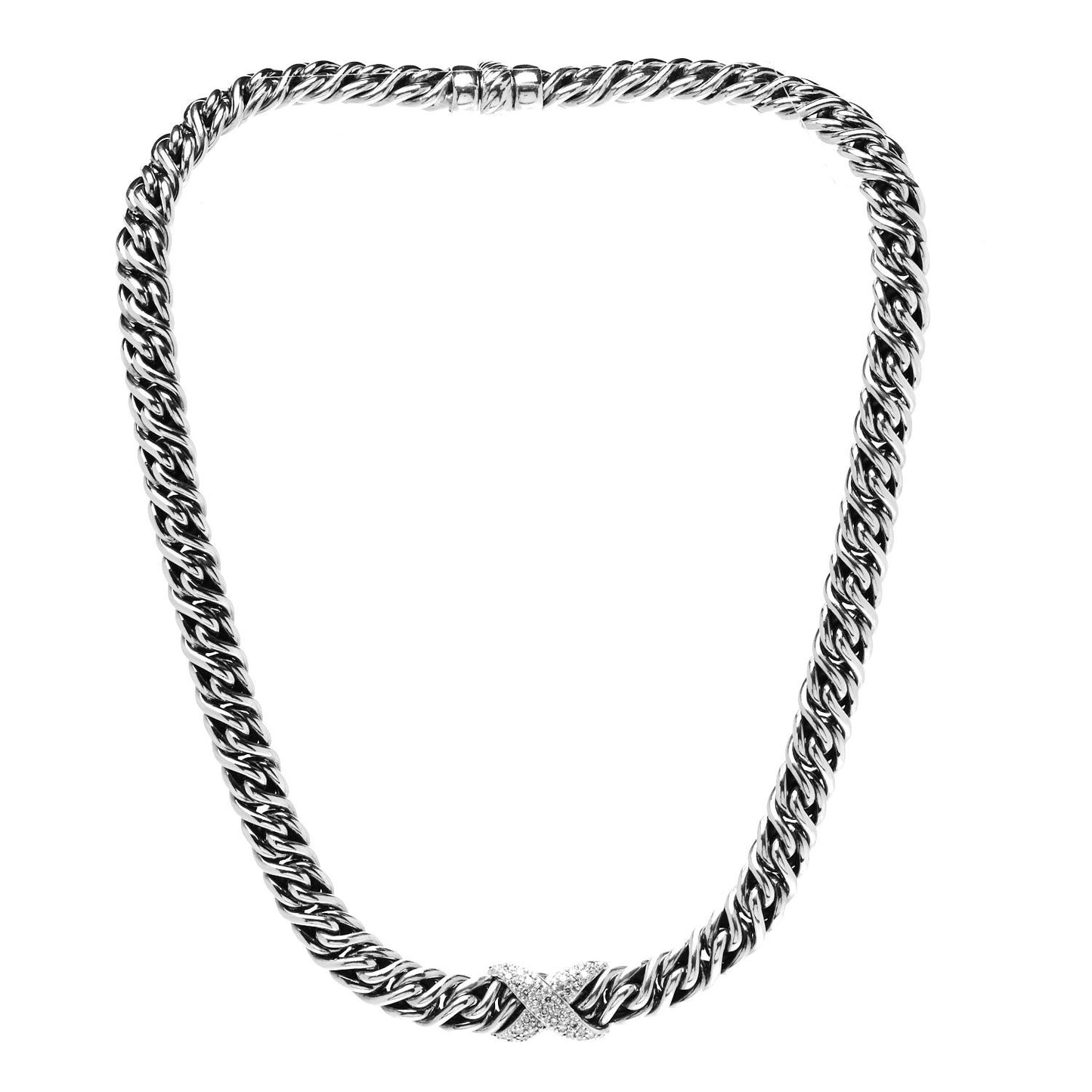 Sterling Silver Diamond Lyrica Rope Necklace