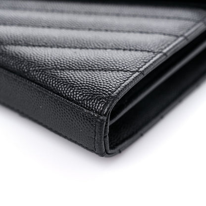 Saint Laurent Grain De Poudre Matelasse Chevron Monogram Chain Wallet Black 8 of 15