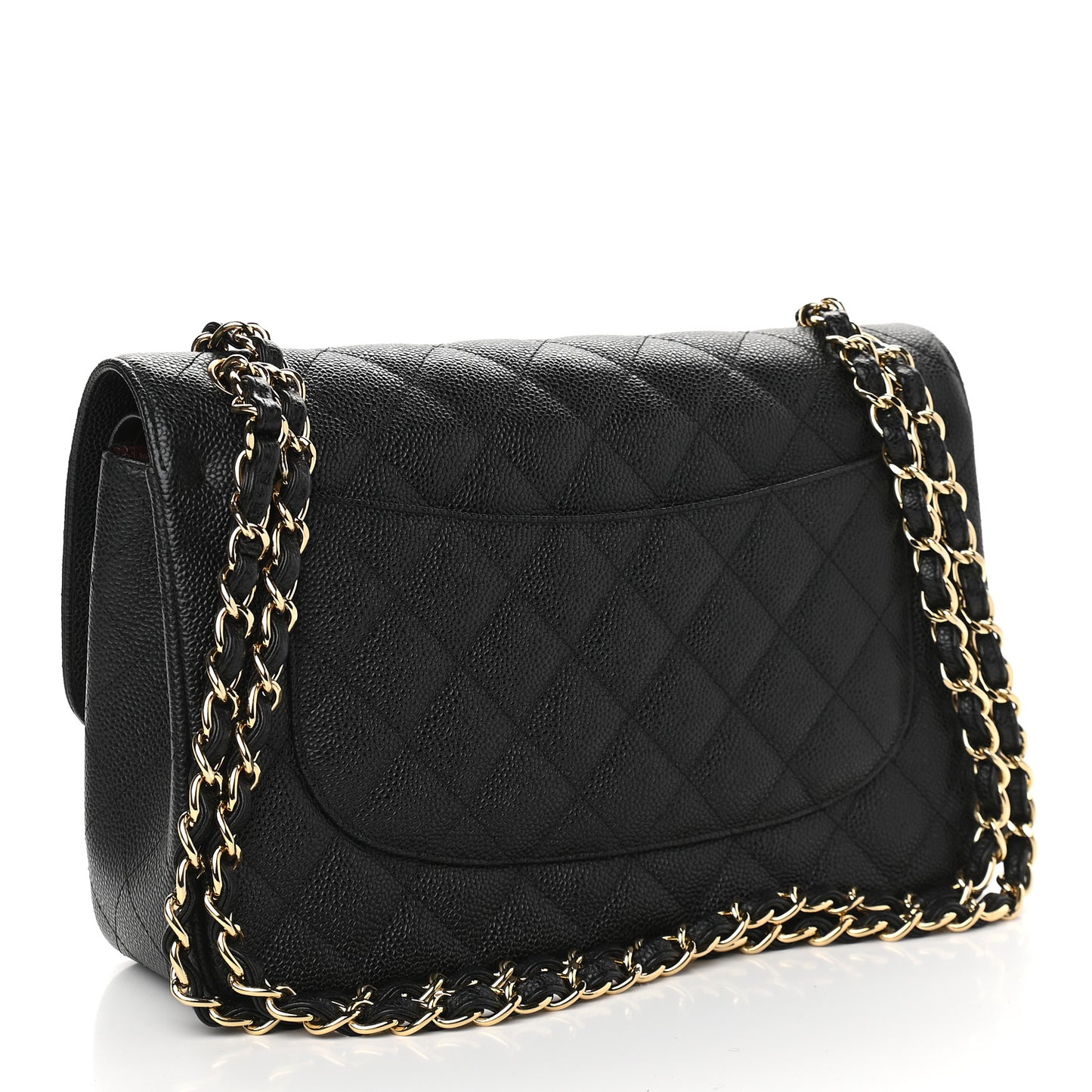 Caviar Quilted Jumbo Double Flap Black