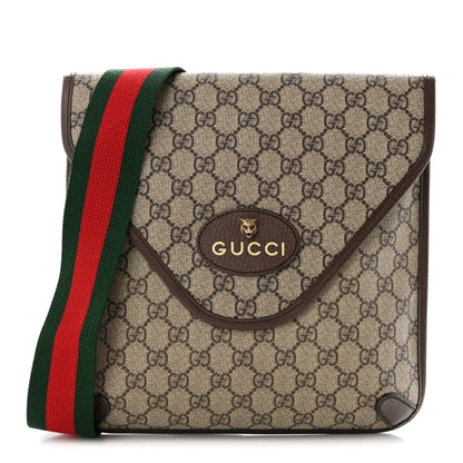 Gucci GG Supreme Monogram Web Medium Neo Vintage Flap Messenger Bag Beige New Acero Acero 1 of 11