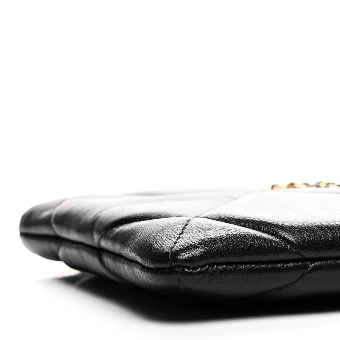 Goatskin Quilted Chanel 19 Cosmetic Case Black