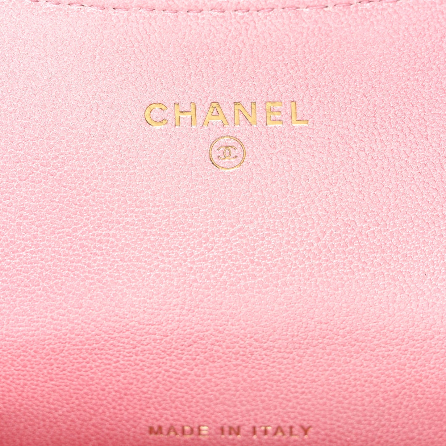 Cloudy Pearly Goatskin Quilted Flap Card Holder Wallet Pink
