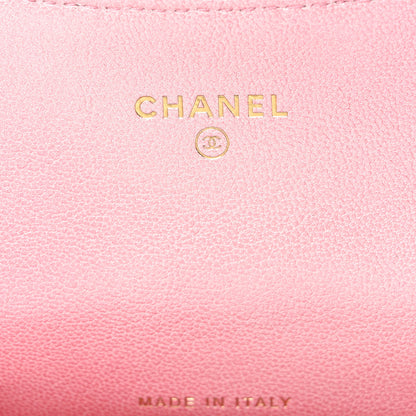 Chanel Cloudy Pearly Goatskin Quilted Flap Card Holder Wallet Pink 6 of 9