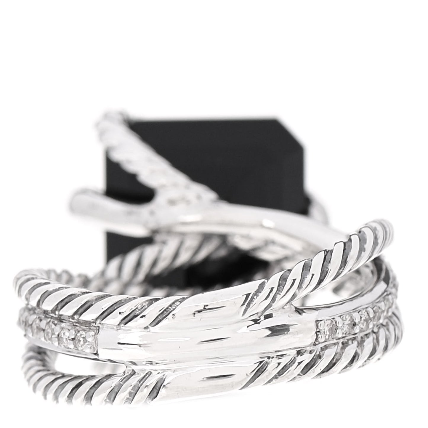 Sterling Silver Diamond Black Onyx 15mm Cable Wrap Ring 55 7.25
