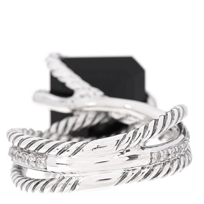 David Yurman Sterling Silver Diamond Black Onyx 15mm Cable Wrap Ring 55 7.25 3 of 5