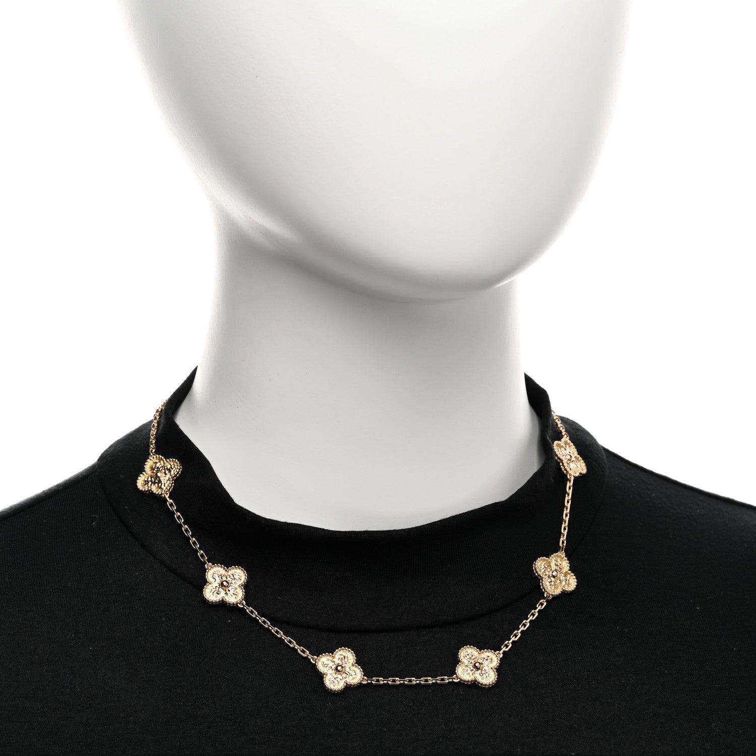 Van Cleef & Arpels 18K Yellow Gold 10 Motifs Vintage Alhambra Necklace 2 of 5