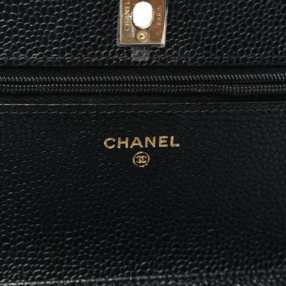 Chanel Caviar Quilted CC Turnlock Wallet On Chain WOC Black 6 of 11
