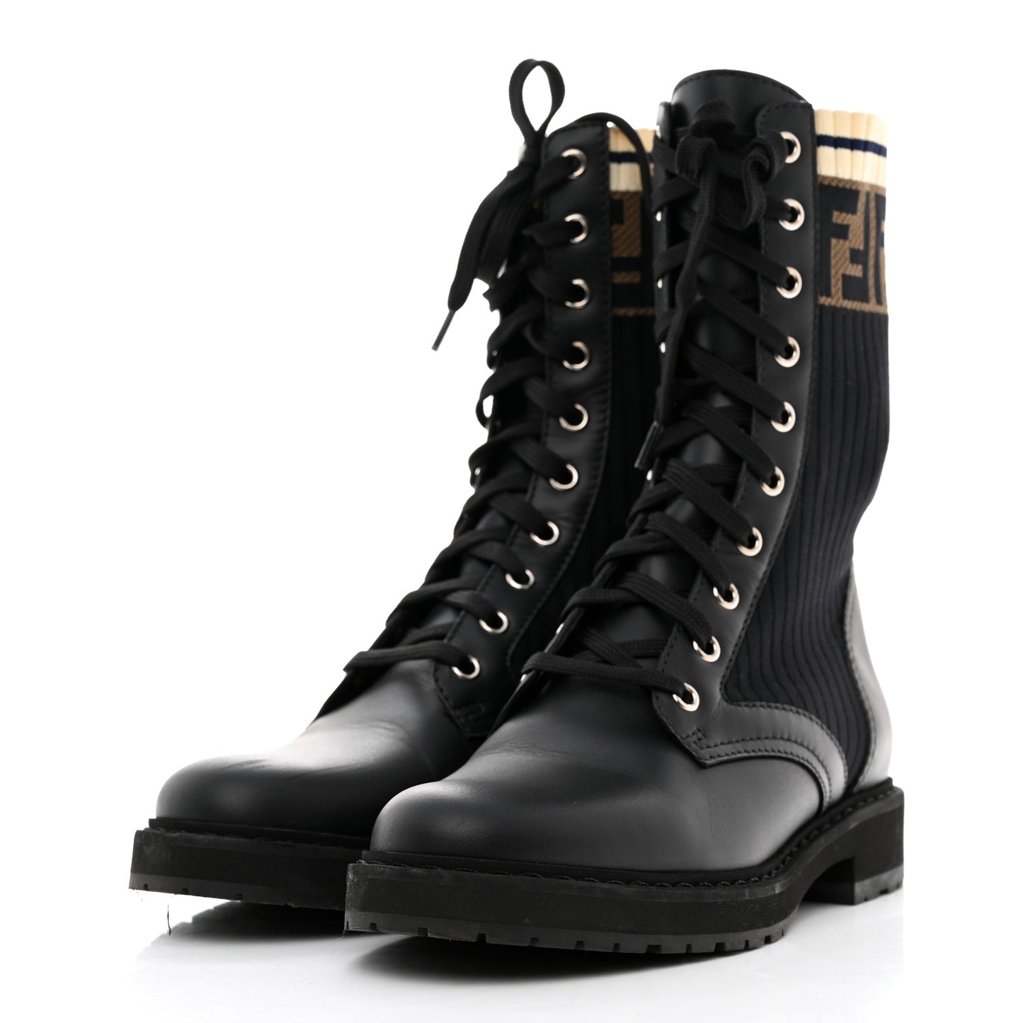 Calfskin Stretch Fabric Rockoko Biker Boots 37 Tobacco Black Marino