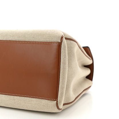 Celine Canvas Calfskin Medium Soft 16 Top Handle Bag Tan White 10 of 10
