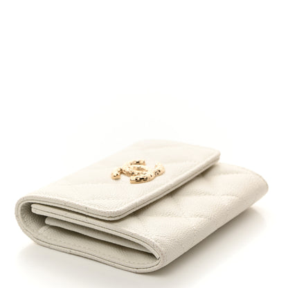 Chanel Caviar Quilted Chain CC Quilted Compact Flap Card Holder White 4 of 9