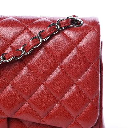 Chanel Caviar Quilted Jumbo Double Flap Red 11 of 12