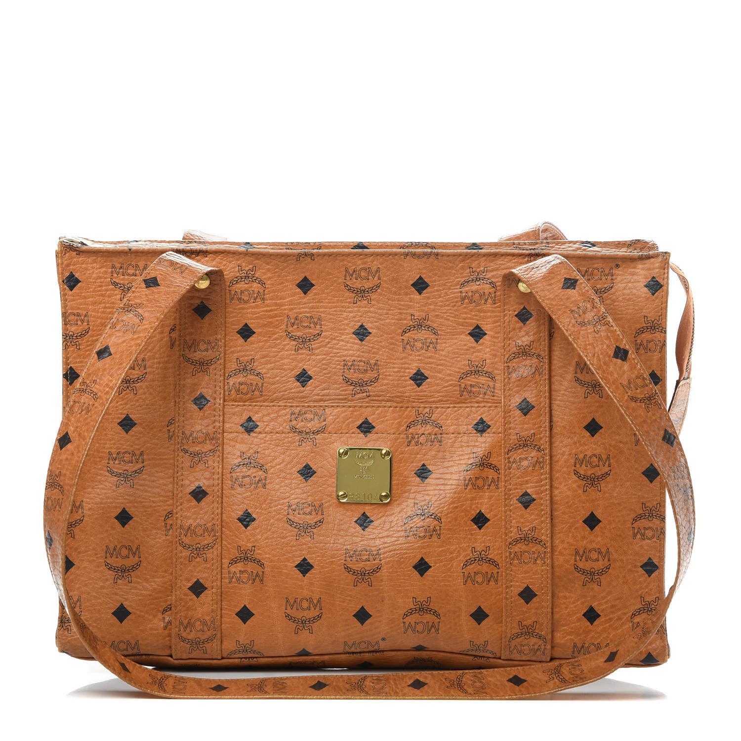 MCM Visetos Shopper Tote Cognac 1 of 13