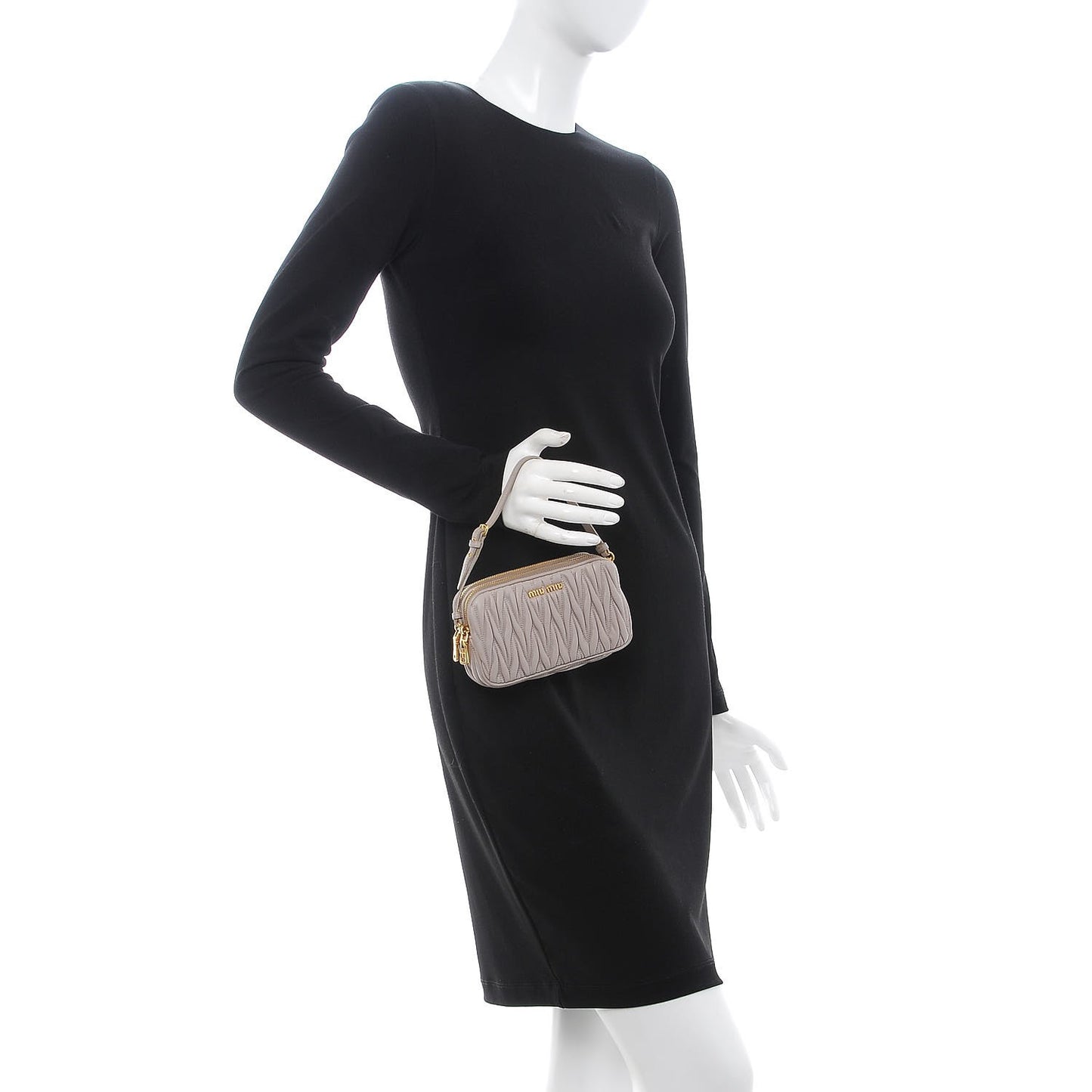 Nappa Matelasse Double Zip Pochette Clutch Pomice