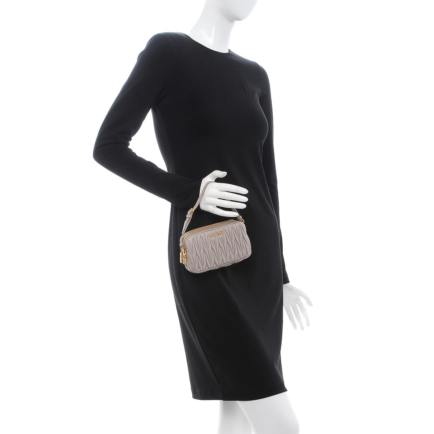 Miu Miu Nappa Matelasse Double Zip Pochette Clutch Pomice 2 of 10
