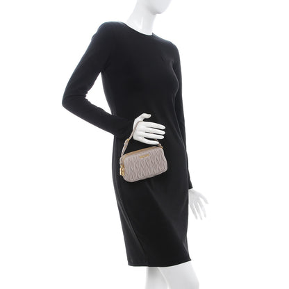 Miu Miu Nappa Matelasse Double Zip Pochette Clutch Pomice 2 of 10