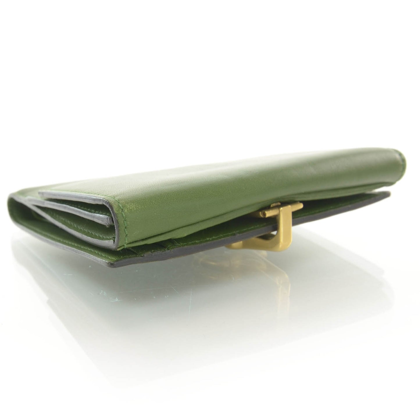 Leather Horsebit Compact Wallet Green