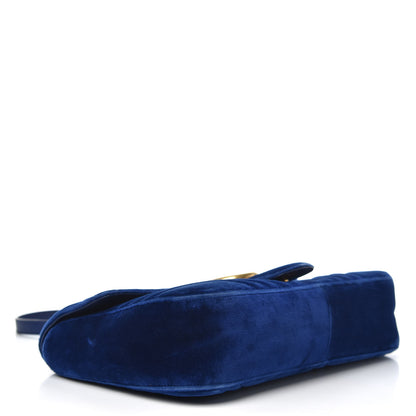 Gucci Velvet Matelasse Medium GG Marmont Shoulder Bag Cobalt Blue 4 of 16