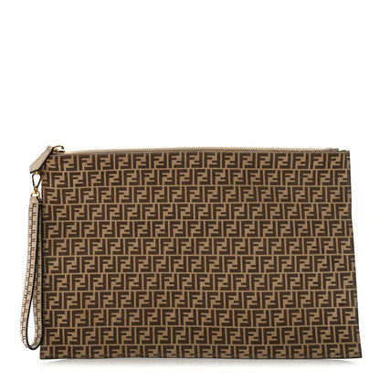 Fendi Suede Vitello Grace Micro FF Large Flat Pouch Nude Spring Maya 1 of 13