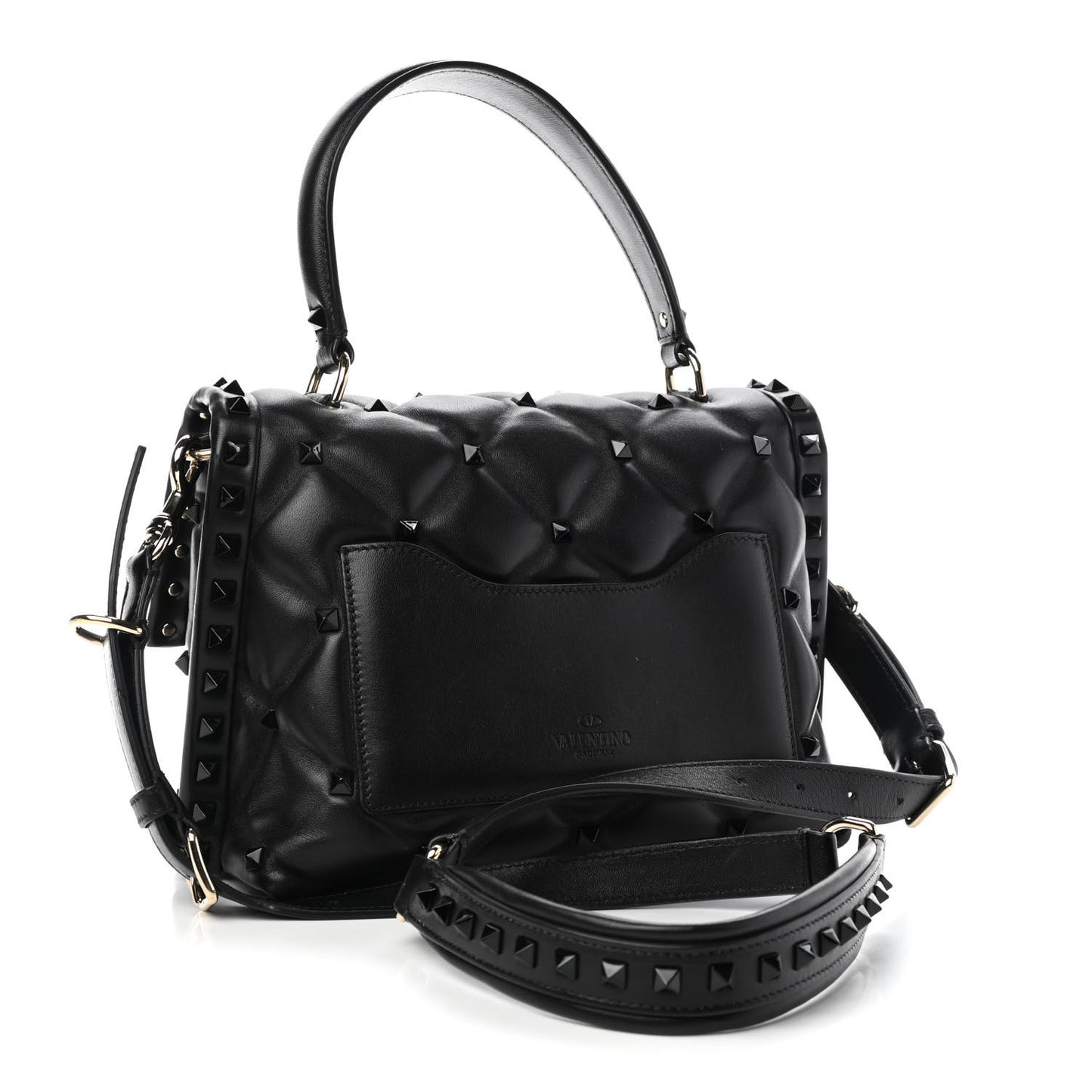 Nappa Monochrome Medium Candystud Top Handle Bag Black