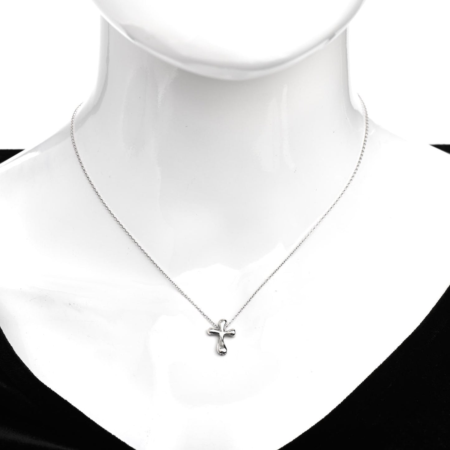 Sterling Silver 16mm Elsa Peretti Cross Pendant Necklace