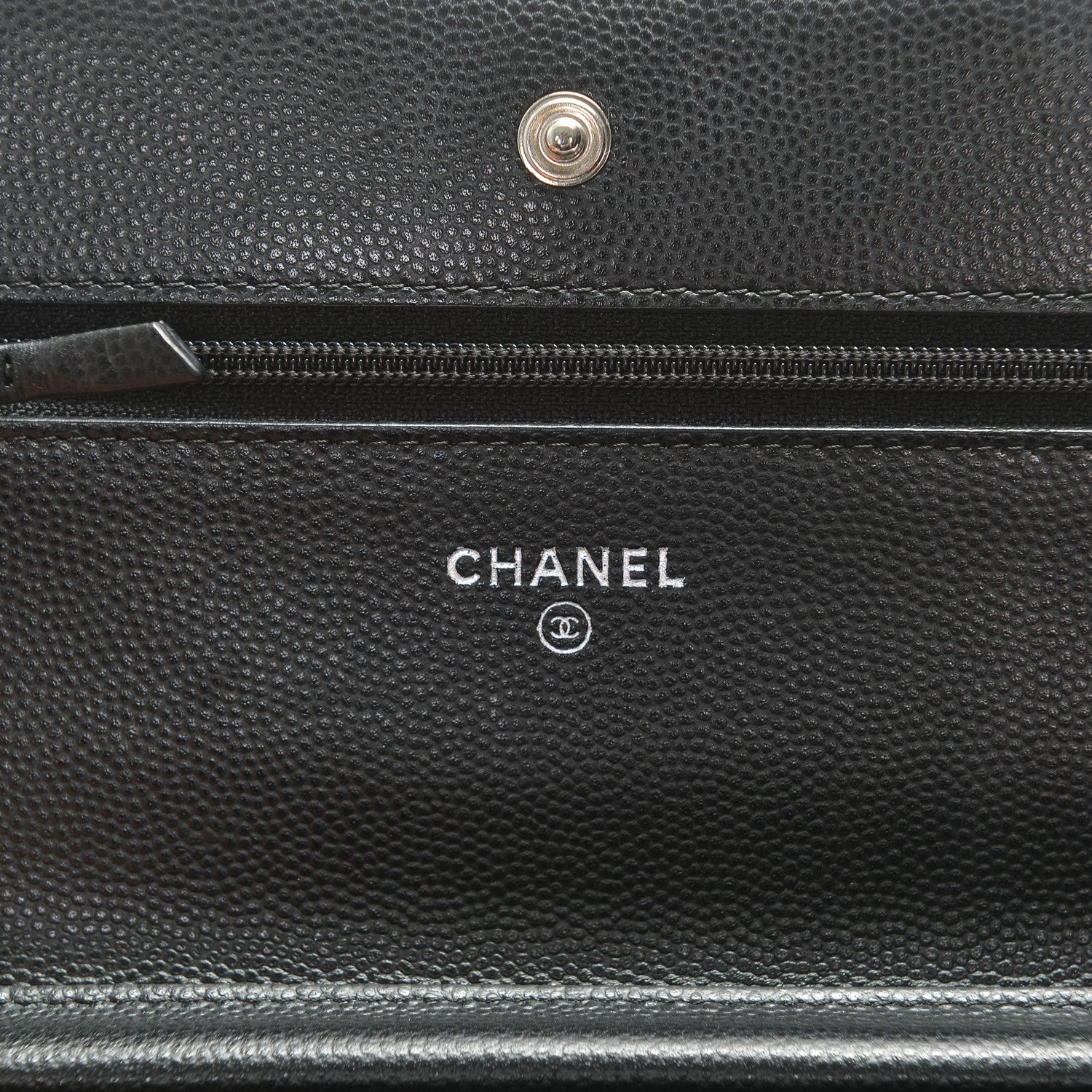 Chanel Caviar Chevron Quilted Wallet On Chain WOC Black 6 of 9