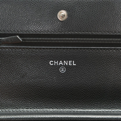 Chanel Caviar Chevron Quilted Wallet On Chain WOC Black 6 of 9