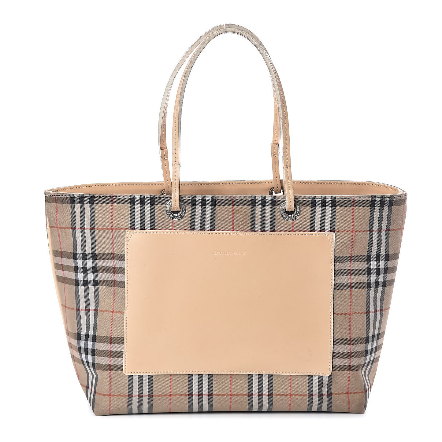 Canvas House Check Small Front Pocket Tote Beige