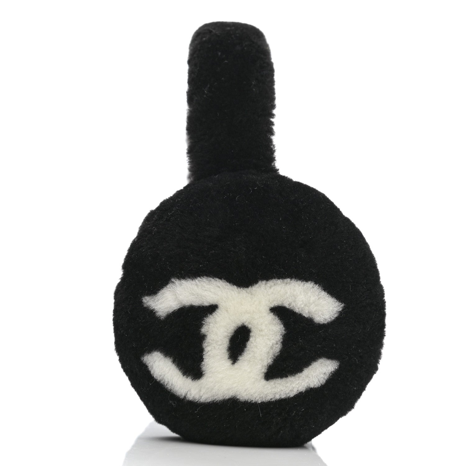 Chanel Shearling CC Ear Muffs Black White 4 of 5