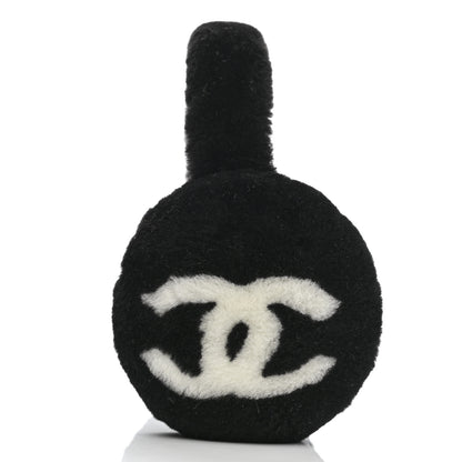 Chanel Shearling CC Ear Muffs Black White 4 of 5