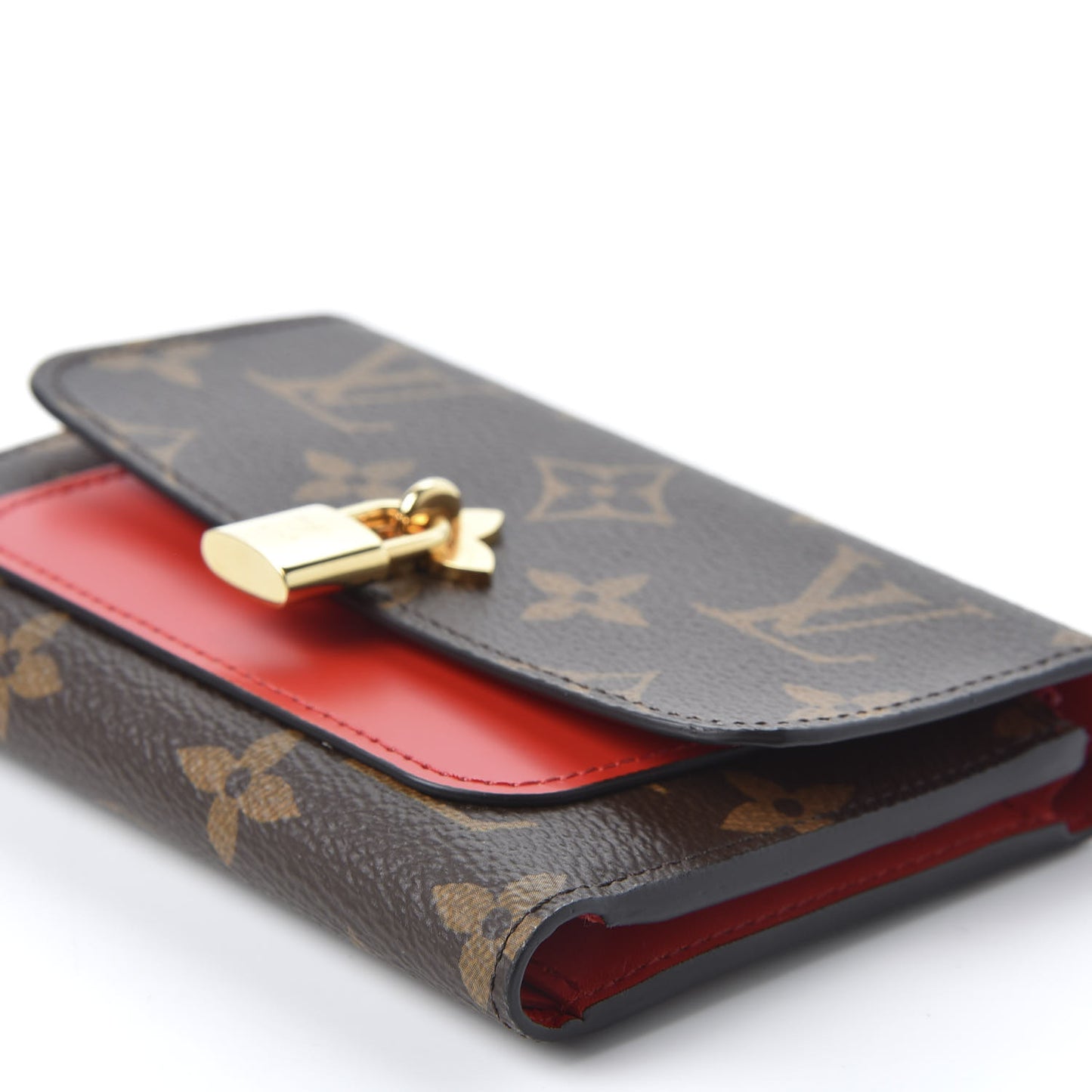 Monogram Flower Lock Compact Wallet Coquelicot