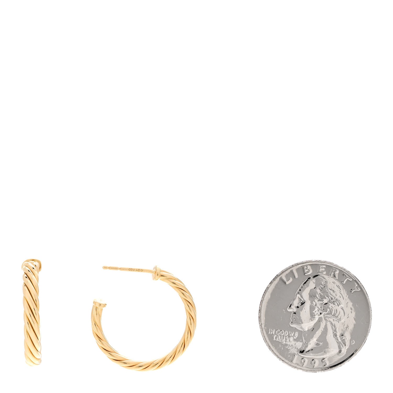 David Yurman 18K Yellow Gold Mini Cablespira Hoop Earrings 2 of 4