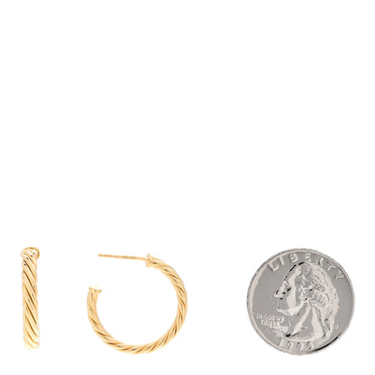 David Yurman 18K Yellow Gold Mini Cablespira Hoop Earrings 2 of 4