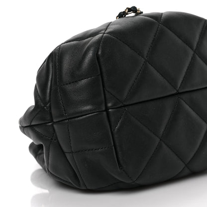 Chanel Lambskin Quilted CC Dweller Drawstring Bucket Bag Black 7 of 8