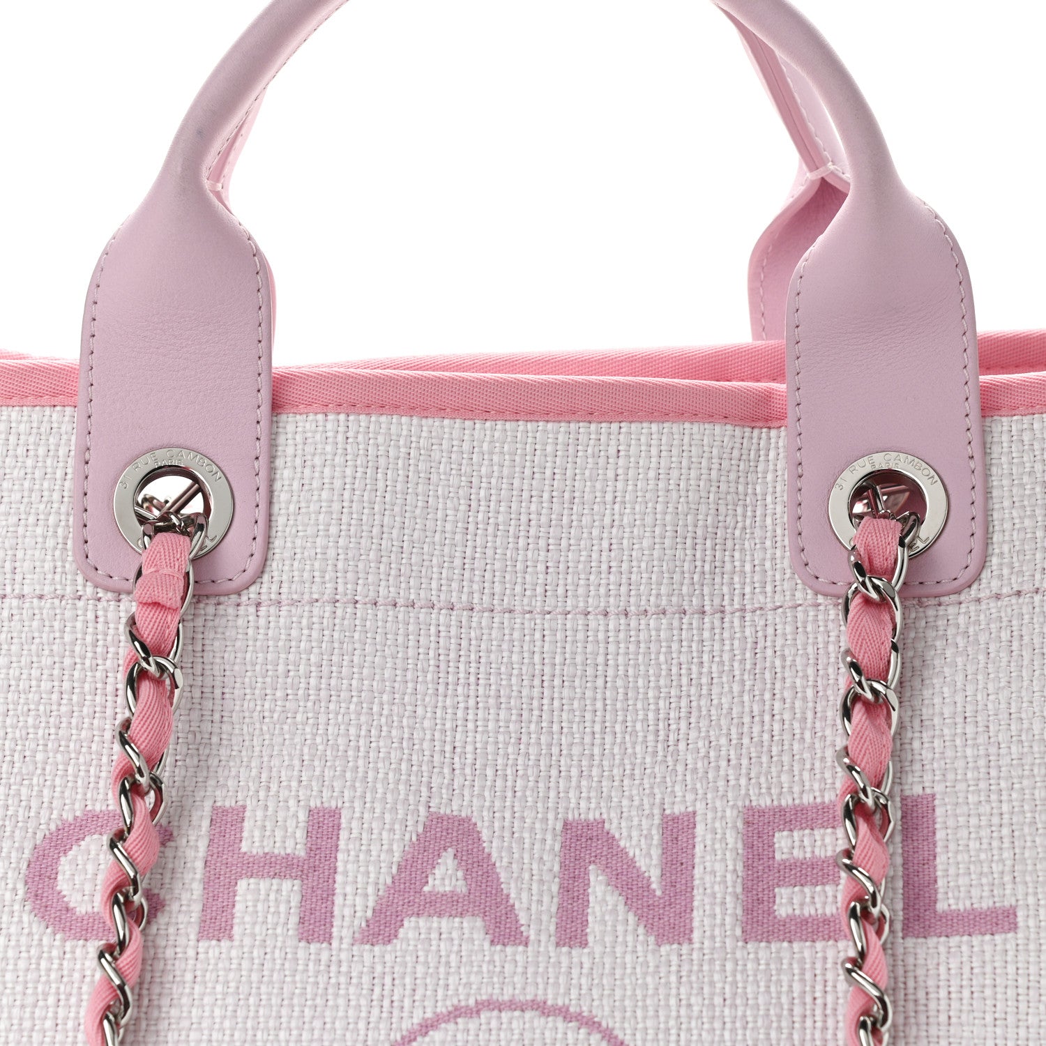 Chanel Woven Straw Raffia Medium Deauville Tote Pink 8 of 10