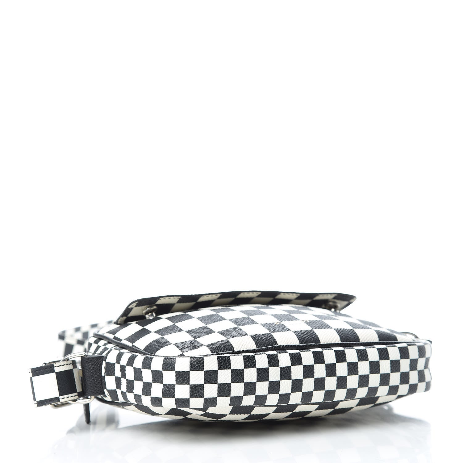 Givenchy Grained Calfskin Checkered Print Messenger Black White 4 of 16