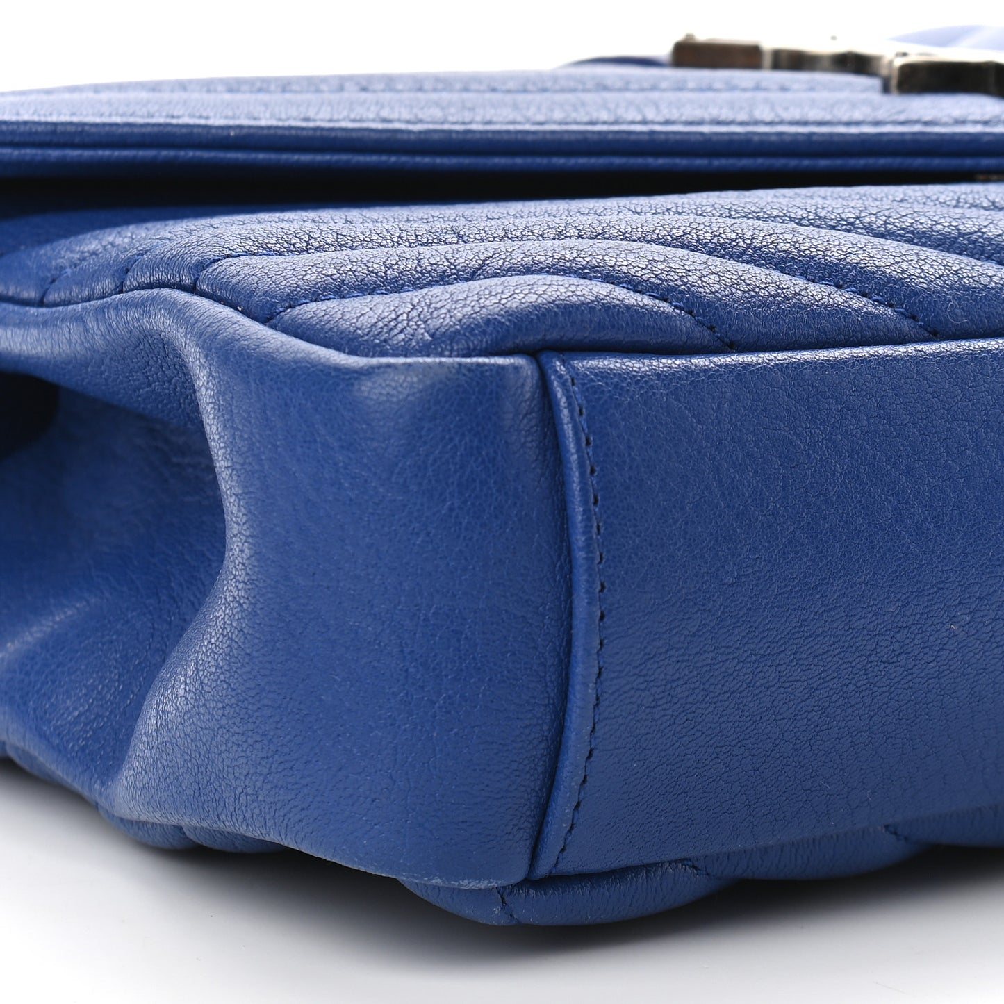 Sheepskin Matelasse Chevron Monogram Medium College Bag Royal Blue