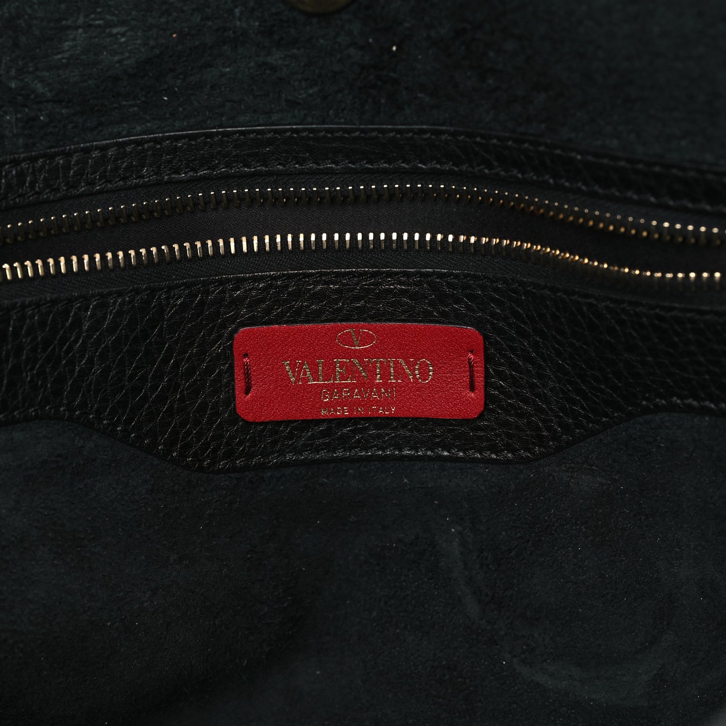 Grained Calfskin Rockstud Shoulder Tote Black