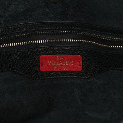 Valentino Garavani Grained Calfskin Rockstud Shoulder Tote Black 6 of 12