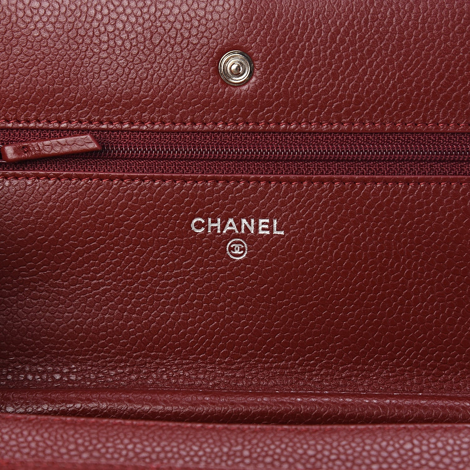 Chanel Caviar Quilted Wallet On Chain WOC Dark Red 6 of 12