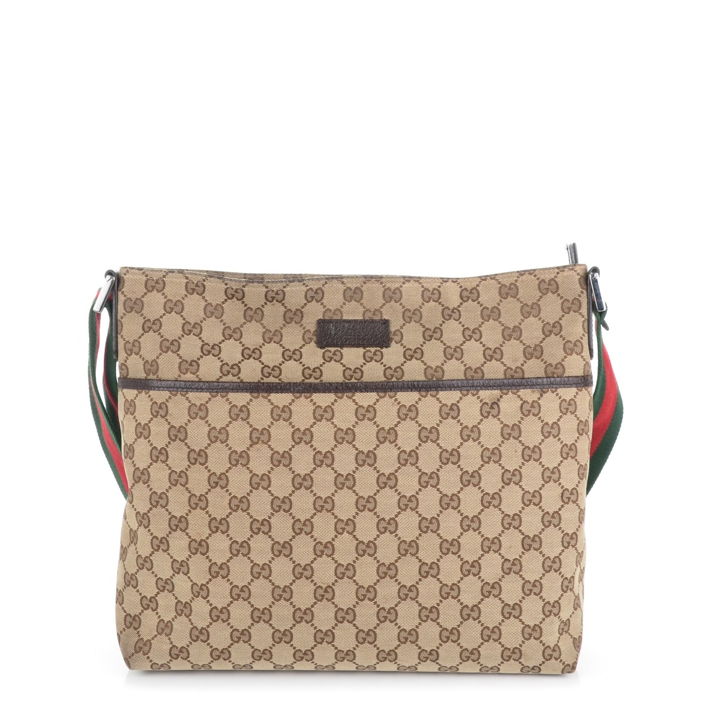 Monogram Web Medium Flat Messenger Bag Brown